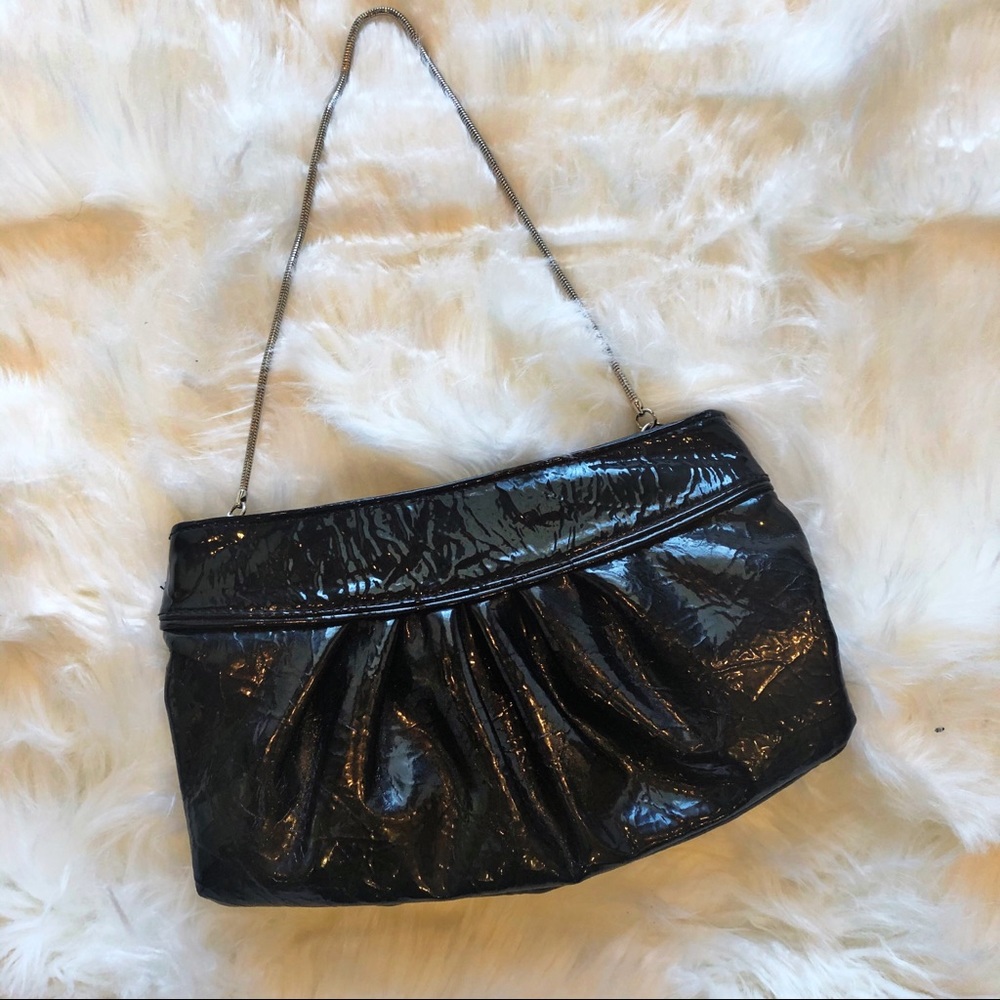 Steve Madden Faux Patent Leather Black Evening Bag - Picture 1 of 2